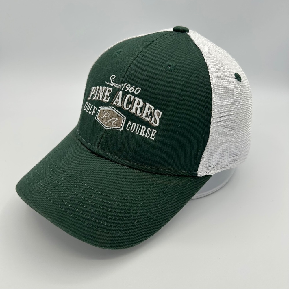 Imperial Trucker Hat Pine Acres Golf Course Mens OSFA Green White Mesh‎ Sporty